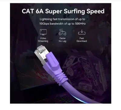 Picture of Vention IBMVI Cat-6A SFTP, 3 Meter, Purple Network Cable #IBMVI Patch Cable