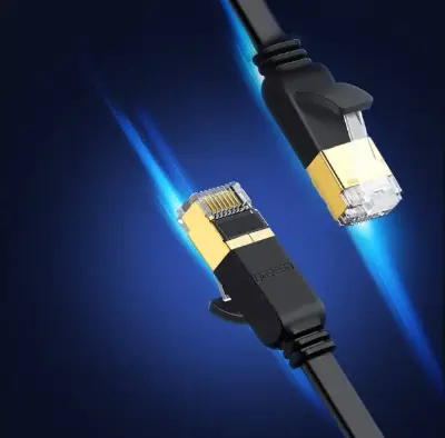 Picture of Ugreen NW106 (11262) Cat-7 U/FTP 3 Meter Black Network Cable # 11262, Flat Patch Cord