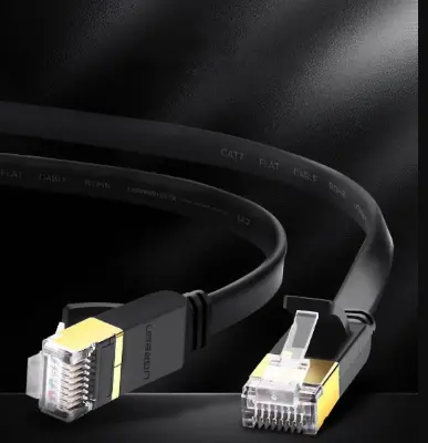 Picture of Ugreen NW106 (11262) Cat-7 U/FTP 3 Meter Black Network Cable # 11262, Flat Patch Cord