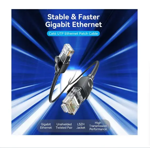 Picture of Vention LSZH Cat-6 UTP, 5 Meter, Ethernet Black Network Cable #IBNBJ Patch Cable