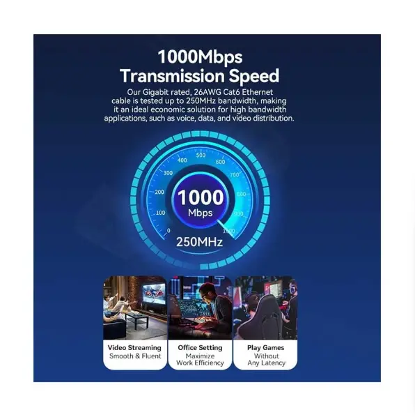 Picture of Vention LSZH Cat-6 UTP, 5 Meter, Ethernet Black Network Cable #IBNBJ Patch Cable