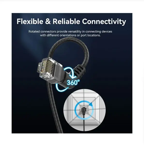 Picture of Vention IBOBG Cat-6A UTP, 1.5 Meter, Black Rotate Right Angle Patch Cable #IBOBG