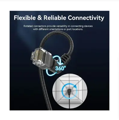 Picture of Vention IBOBG Cat-6A UTP, 1.5 Meter, Black Rotate Right Angle Patch Cable #IBOBG