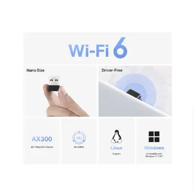 Picture of Mercusys MA14N AX300 Mbps Single Band Wi-Fi 6 Nano USB Adapter