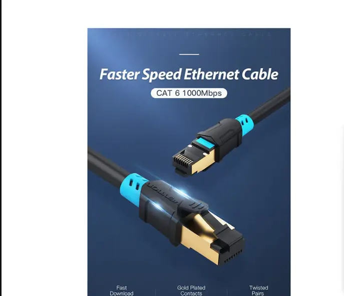 Picture of Vention VAP-A06-B300 Cat-6, 3 Meter, Black Network Cable # VAP-A06-B300, SFTP Patch Cord