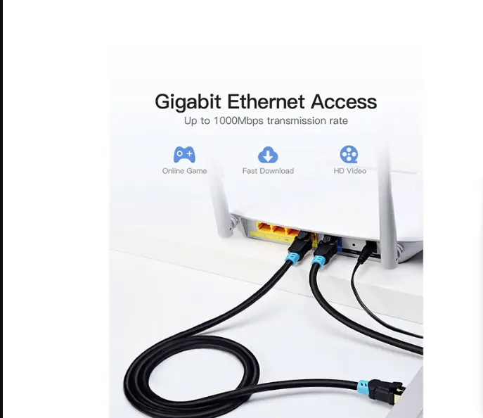 Picture of Vention VAP-A06-B300 Cat-6, 3 Meter, Black Network Cable # VAP-A06-B300, SFTP Patch Cord