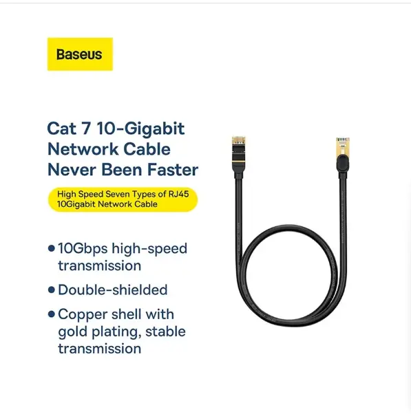 Picture of Baseus Cat-7 WKJS010401, 3 Meter, Black Network Cable #WKJS010401
