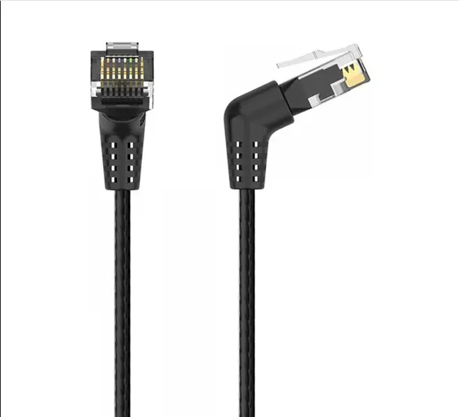 Picture of Vention IBOBJ Cat-6A UTP, 5 Meter, Black Rotate Right Angle Patch Cable #IBOBJ