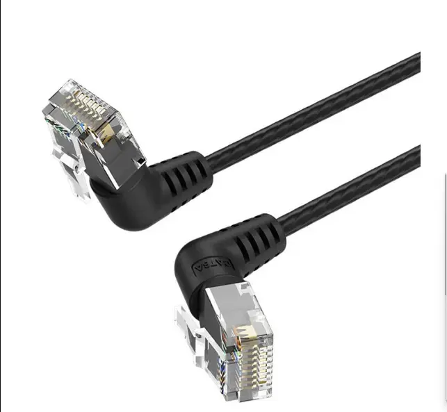 Picture of Vention IBOBJ Cat-6A UTP, 5 Meter, Black Rotate Right Angle Patch Cable #IBOBJ