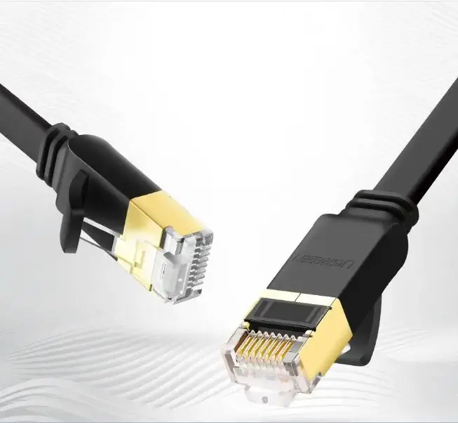 Picture of UGREEN NW106 (11264) Cat-7 U/FTP 8 Meter Black Network Cable # 11264, Flat Patch Cord