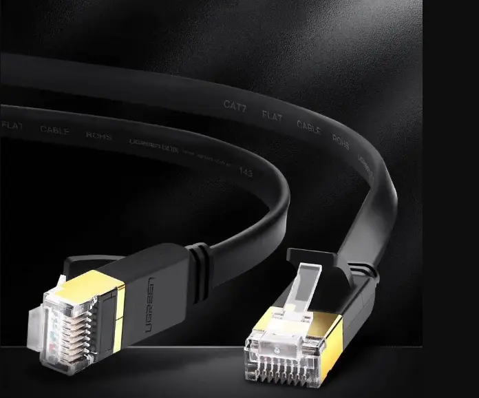 Picture of UGREEN NW106 (11264) Cat-7 U/FTP 8 Meter Black Network Cable # 11264, Flat Patch Cord