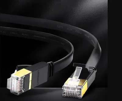 Picture of UGREEN NW106 (11264) Cat-7 U/FTP 8 Meter Black Network Cable # 11264, Flat Patch Cord