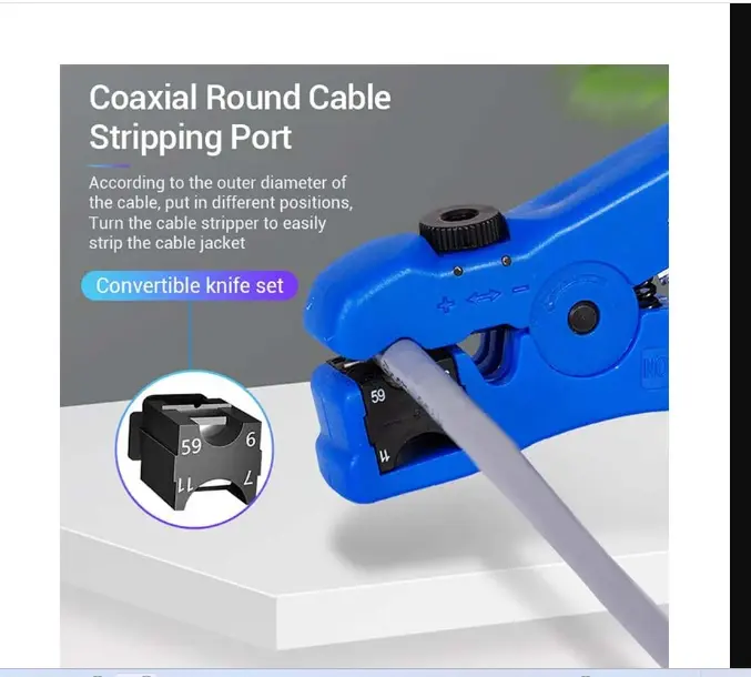 Picture of Vention KEBL0 Blue Coaxial Cable Stripper #KEBL0 Stripper