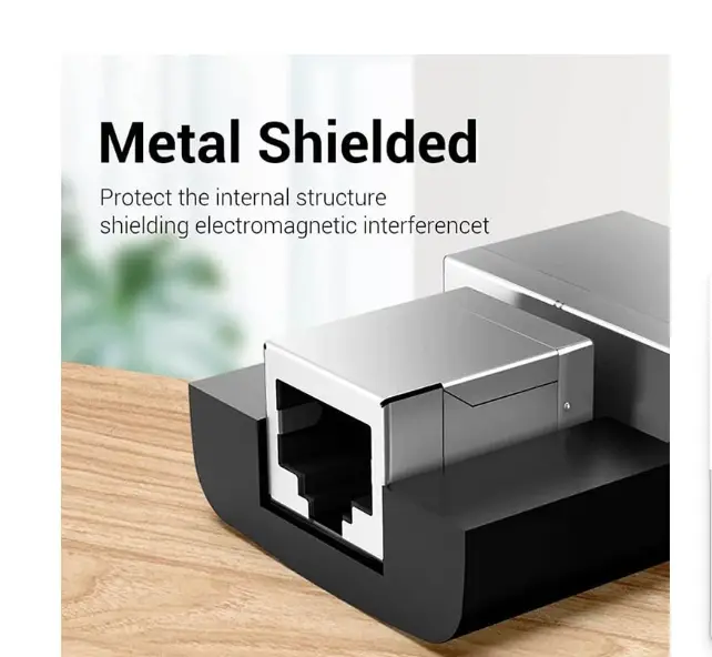 Picture of Vention IPTB0 RJ45 Female To Female Black Ethernet Splitter# 1 in 2 out, IPTB0