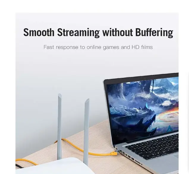 Picture of Vention IBHYJ Cat-6A SFTP, 5 Meter, Yellow Network Cable #IBHYJ Patch Cable