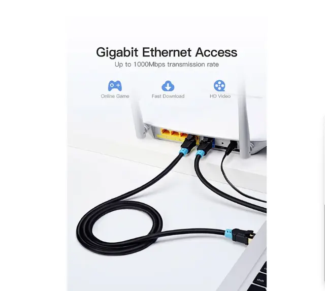 Picture of Vention VAP-A06-B500 Cat-6, 5 Meter, Black Network Cable # VAP-A06-B500, SFTP Patch Cord