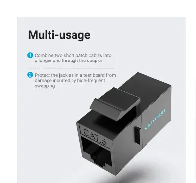 Picture of Vention IPGB0-5 Cat 6 UTP Black Keystone Jack Coupler #IPGB0-5 (5 Pcs)