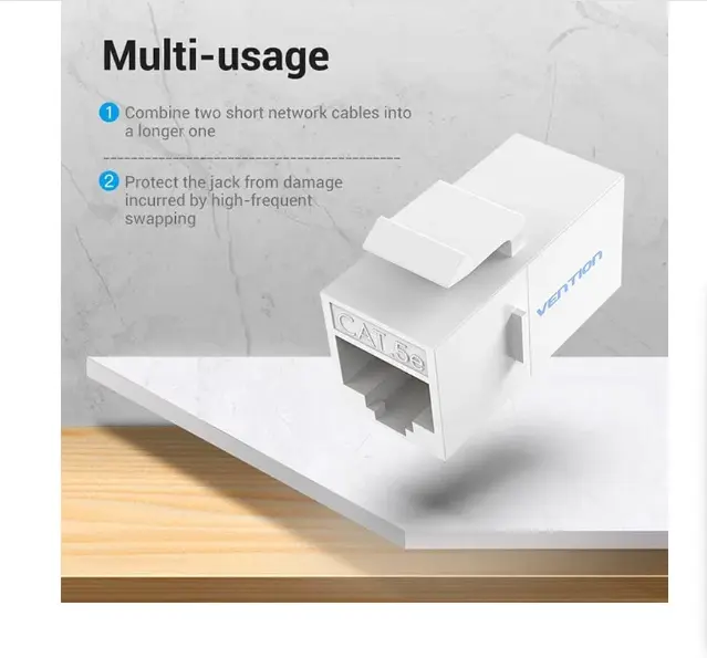 Picture of Vention VDD-B11-W Cat 5E UTP White Keystone Jack Coupler #VDD-B11-W (10 Pcs)