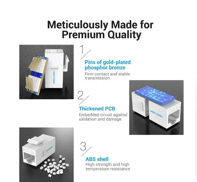 Picture of Vention VDD-B11-W Cat 5E UTP White Keystone Jack Coupler #VDD-B11-W (10 Pcs)