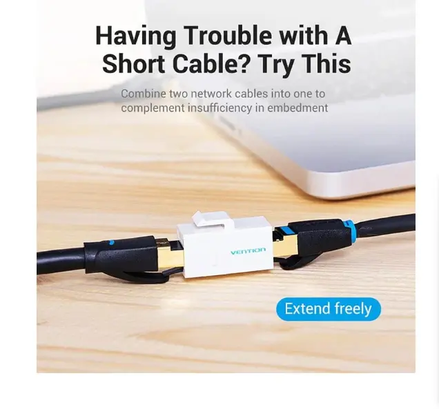 Picture of Vention VDD-B11-W Cat 5E UTP White Keystone Jack Coupler #VDD-B11-W (10 Pcs)