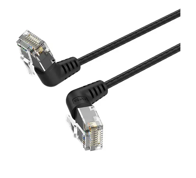 Picture of Vention IBOBL Cat-6A UTP, 10 Meter, Black Rotate Right Angle Patch Cable #IBOBL
