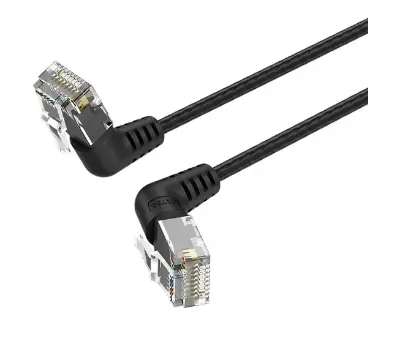 Picture of Vention IBOBL Cat-6A UTP, 10 Meter, Black Rotate Right Angle Patch Cable #IBOBL