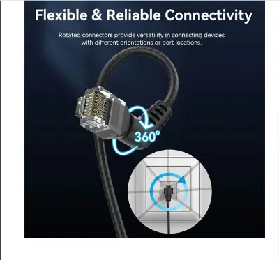 Picture of Vention IBOBL Cat-6A UTP, 10 Meter, Black Rotate Right Angle Patch Cable #IBOBL