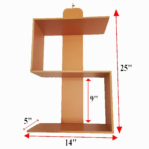 Picture of 3 Tier Modern Bookshelf, S-Shaped Bookcase, Small Book Shelf for Small Spaces, Unique Bookshelf for Storage Organizer Living Room Bedroom Home Office.