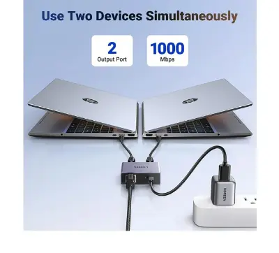 Picture of UGREEN NW301 (45311) RJ45 Female To Female Gigabit Ethernet Splitter (1 In 2 Out) #45311