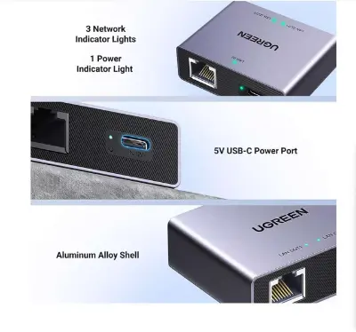 Picture of UGREEN NW301 (45311) RJ45 Female To Female Gigabit Ethernet Splitter (1 In 2 Out) #45311