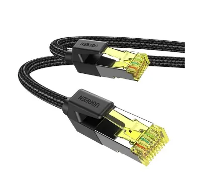 Picture of UGREEN NW150 (10643) Cat-7 F/FTP 15 Meter Black Braided Network Cable # 10643, Patch Cord