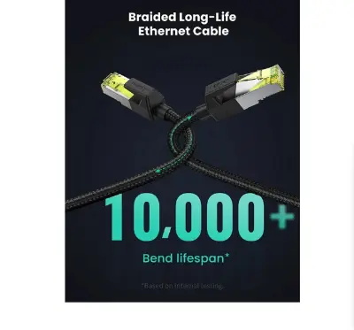 Picture of UGREEN NW150 (10643) Cat-7 F/FTP 15 Meter Black Braided Network Cable # 10643, Patch Cord