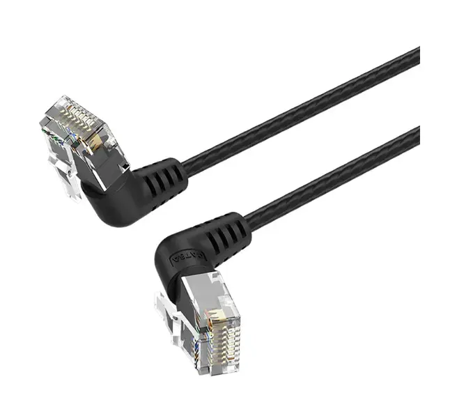 Picture of Vention IBOBN Cat-6A UTP, 15 Meter, Black Rotate Right Angle Patch Cable #IBOBN