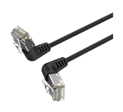 Picture of Vention IBOBN Cat-6A UTP, 15 Meter, Black Rotate Right Angle Patch Cable #IBOBN