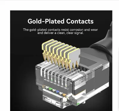 Picture of Vention IBOBN Cat-6A UTP, 15 Meter, Black Rotate Right Angle Patch Cable #IBOBN