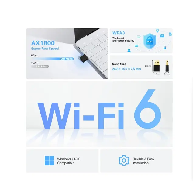 Picture of TP-Link Archer TX20U Nano AX1800 Dual Band Wi-Fi 6 USB Adapter