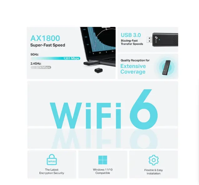 Picture of TP-Link Archer TX20U AX1800 1800 Mbps Dual Band Wi-Fi 6 USB Adapter