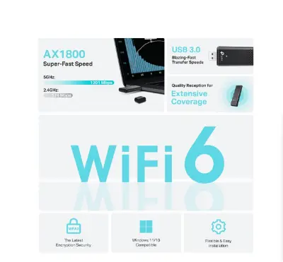 Picture of TP-Link Archer TX20U AX1800 1800 Mbps Dual Band Wi-Fi 6 USB Adapter
