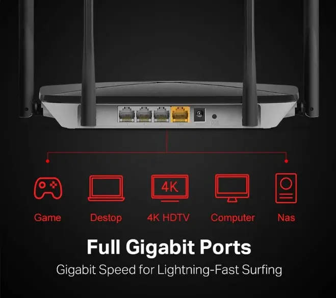 Picture of MERCUSYS AC12G AC1300 Dual Band Wireless Gigabit Router (4 Antenna)