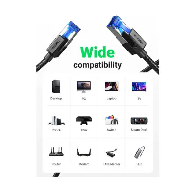 Picture of UGREEN NW153 (30800) Cat-8 F/FTP 20 Meter Black Network Cable Patch Cord