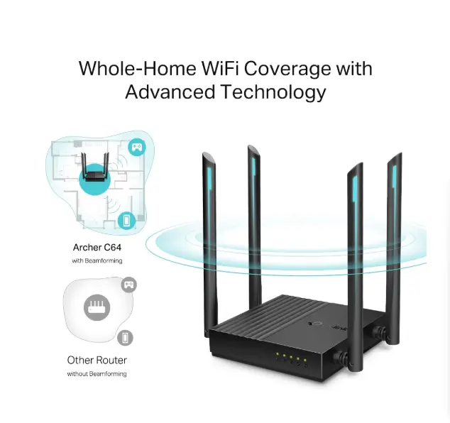 Picture of TP-Link Archer C64 Wireless & Ethernet Dual-Band AC1200 Mbps Gigabit Router