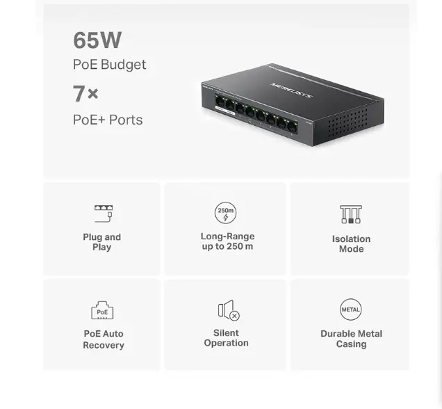 Picture of MERCUSYS MS108GP 8-Port Desktop Switch