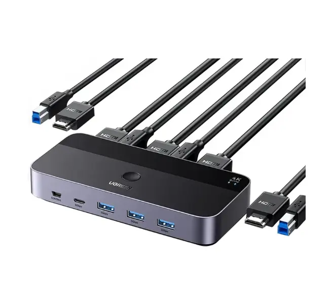 Picture of UGREEN CM664 (15707) HDMI KVM Black & Gray Switch with 4 USB Port