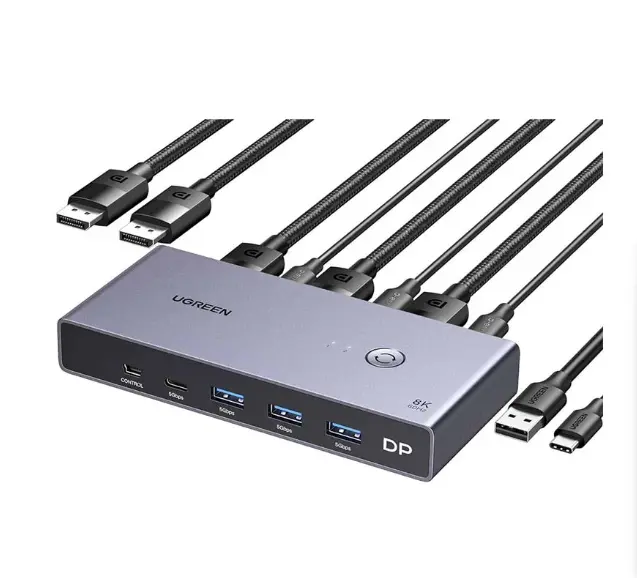 Picture of UGREEN CM695 (25962) DisplayPort KVM Gray Switch with 4 USB Port