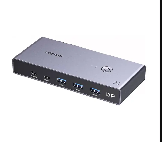 Picture of UGREEN CM695 (25962) DisplayPort KVM Gray Switch with 4 USB Port