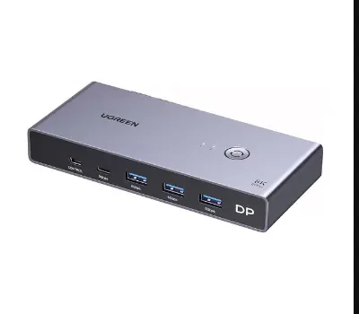 Picture of UGREEN CM695 (25962) DisplayPort KVM Gray Switch with 4 USB Port