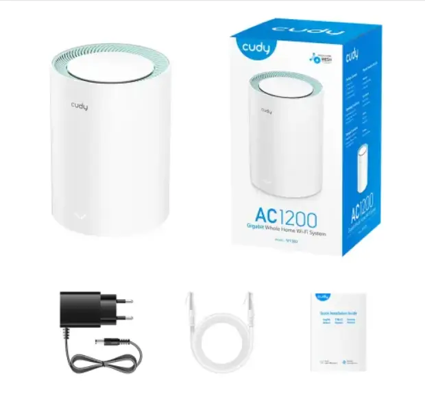 Picture of Cudy M1300 (1-Pack) AC1200 Dual Band Whole Home Wi-Fi Mesh System - 867Mbps on 5GHz and 300Mbps on 2.4GHz - 2 Gigabit Ethernet Ports - White