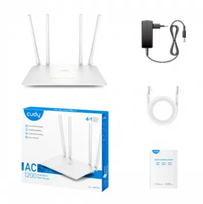 Picture of Cudy WR1200 AC1200 Dual Band Smart Wi-Fi Router - 5dBi High Gain Antennas - 867Mbps at 5GHz and 300Mbps at 2.4GHz - White