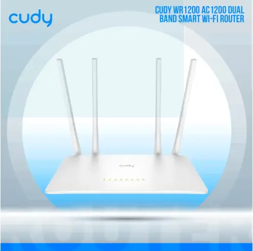 Picture of Cudy WR1200 AC1200 Dual Band Smart Wi-Fi Router - 5dBi High Gain Antennas - 867Mbps at 5GHz and 300Mbps at 2.4GHz - White