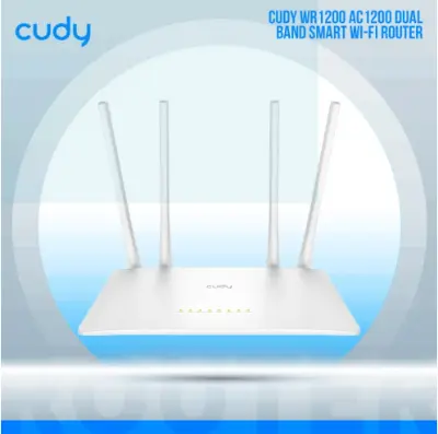 Picture of Cudy WR1200 AC1200 Dual Band Smart Wi-Fi Router - 5dBi High Gain Antennas - 867Mbps at 5GHz and 300Mbps at 2.4GHz - White